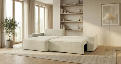 Designer Sofa Vienna mit Schlaf- und Klappfunktion in Cord