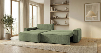 Designer Sofa Vienna mit Schlaf- und Klappfunktion in Cord