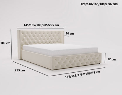 Designer Polsterbett Celestia in Samt mit Stauraum