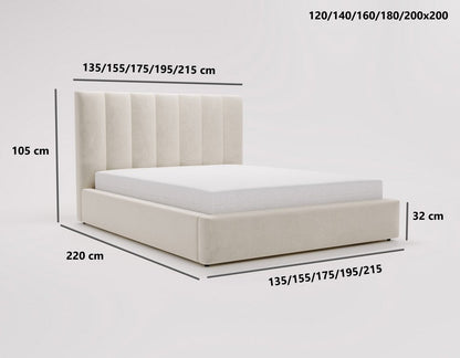 Luxusbetten24 Lunera Designer Polsterbett, Samt mit Stauraum, 200×200 cm, Hellgrau