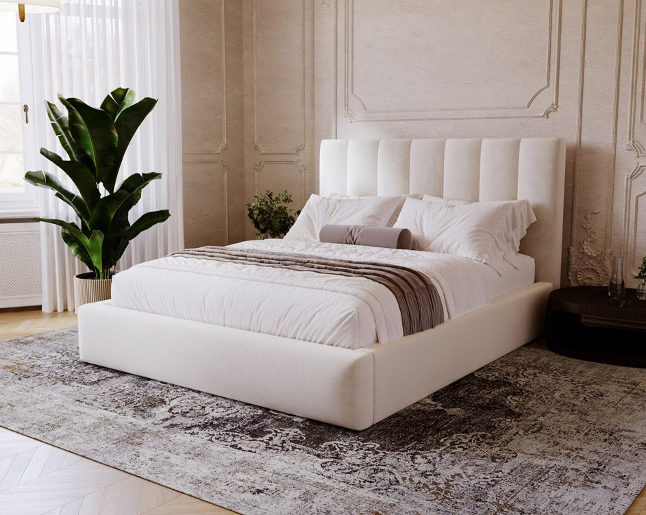 Luxusbetten24 Lunera Designer Polsterbett, Samt mit Stauraum, 200×200 cm, Hellgrau