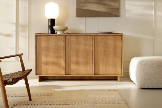 Luxusbetten24 Designer Kommode Kiyora III Japandi Massivholz 180 cm