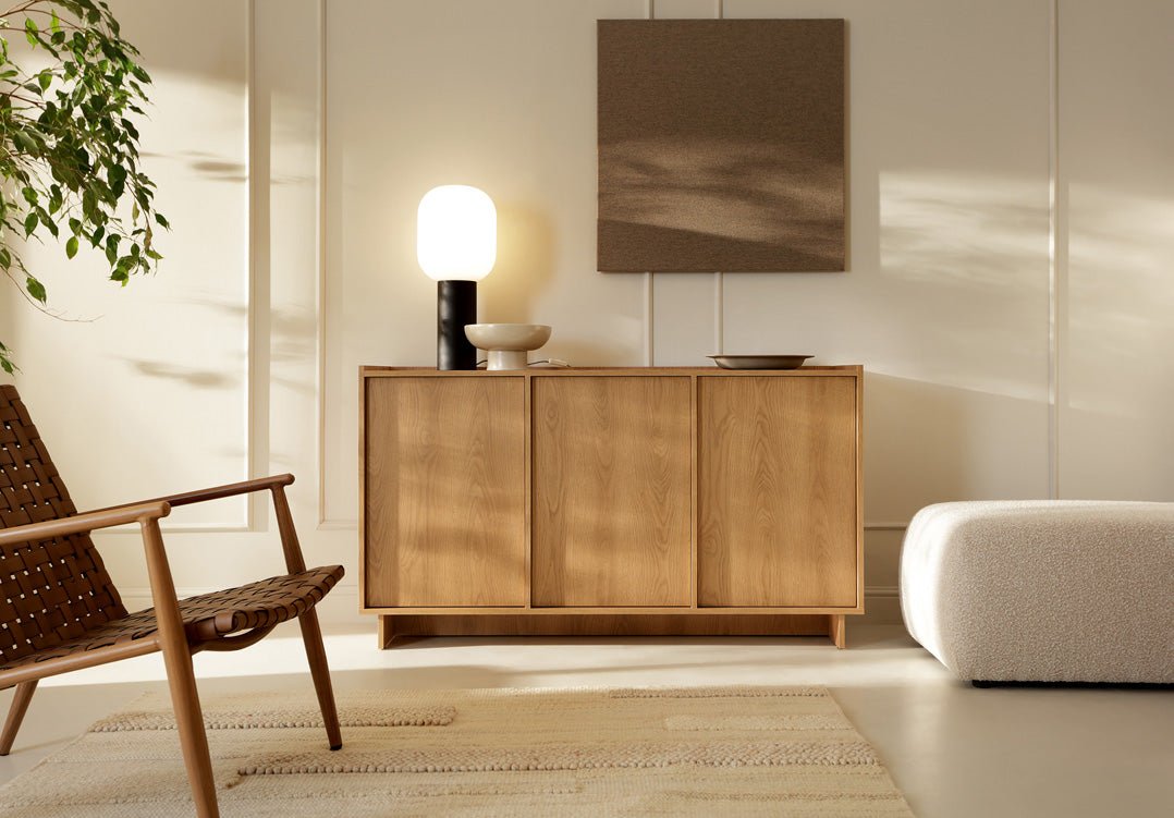 Luxusbetten24 Designer Kommode Kiyora III Japandi Massivholz 180 cm