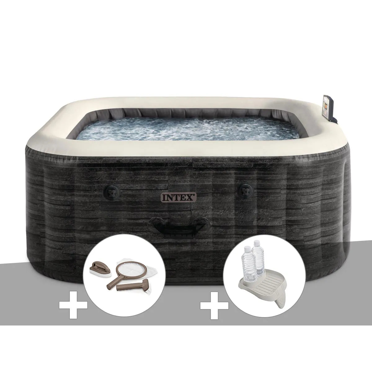 Kit Spa Gonflable Intex PureSpa Ardoise Carré Bulles 4 Places MKR00014316479