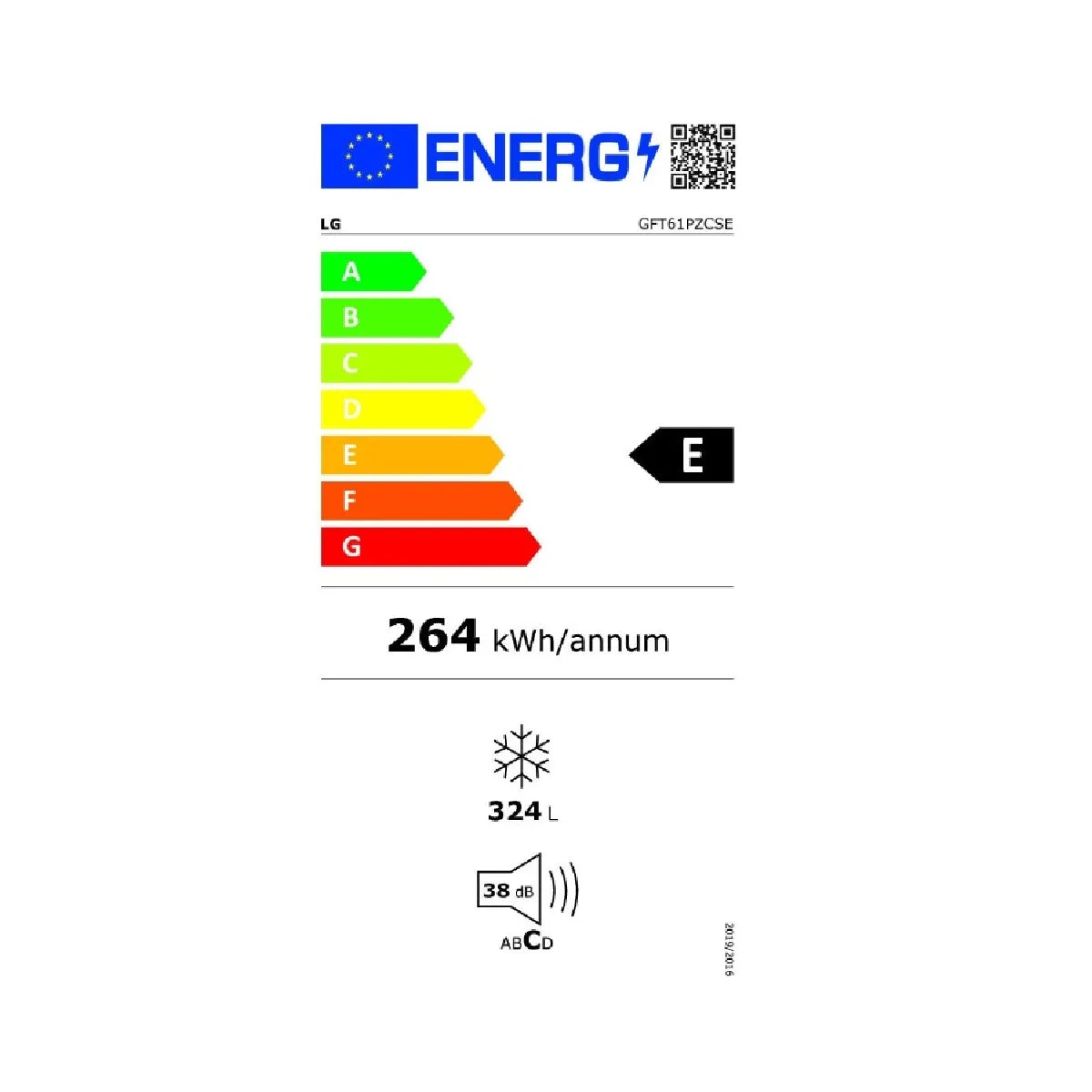 LG GFT61PZCSE Congelador No Frost 324 L Plata