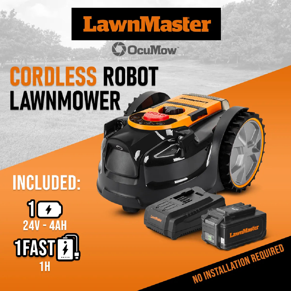 Lawnmaster Robot Cortacésped Autónomo 24V sin Cable Perimetral