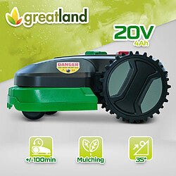 Greatland Robot Cortacésped 20V con Cable Perimetral 900 m² 18 cm