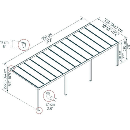 Canopia By Palram Pergola Adosada Stockholm Gris 31,4 m²