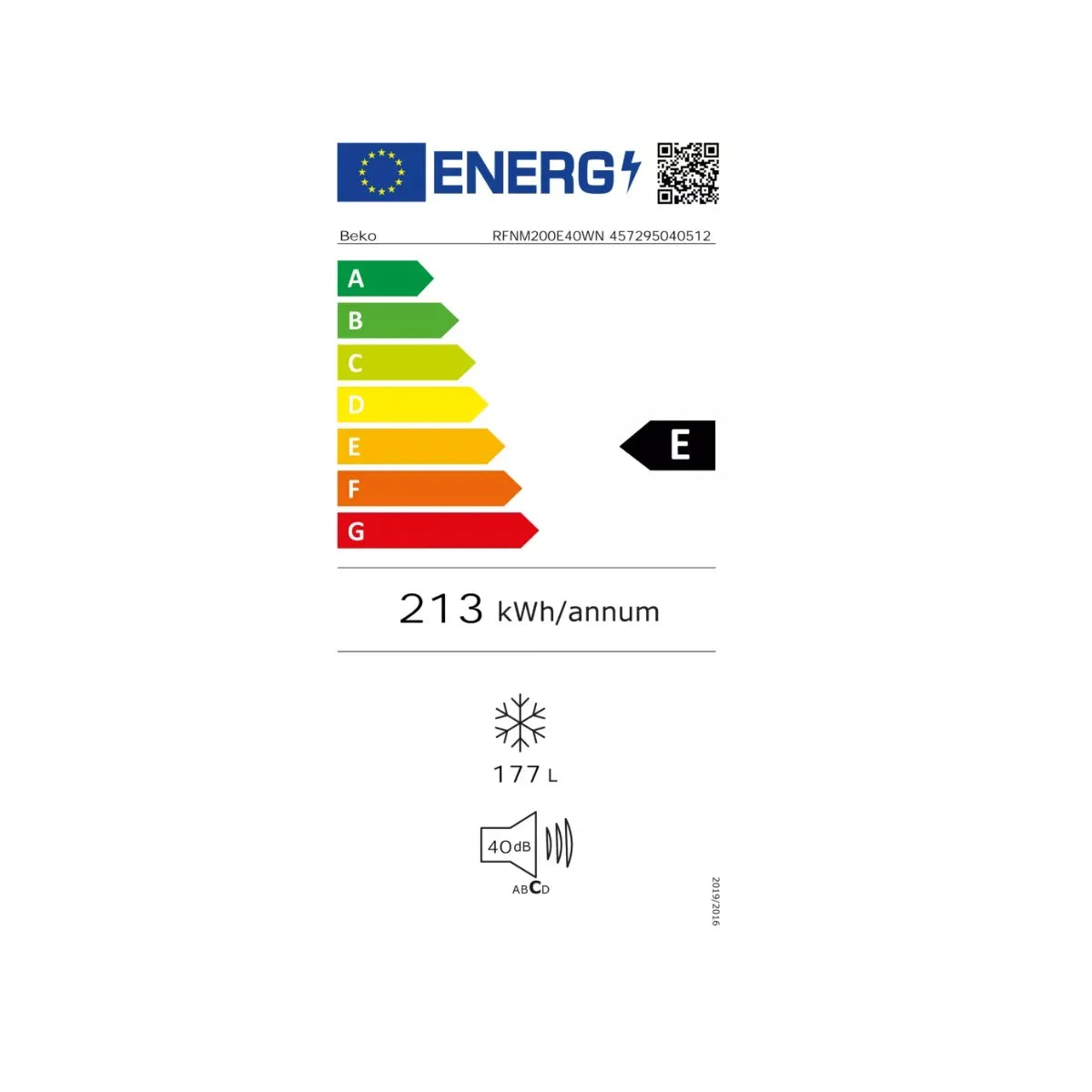 Beko RFNM200E40WN Congelador Armario NoFrost Blanco