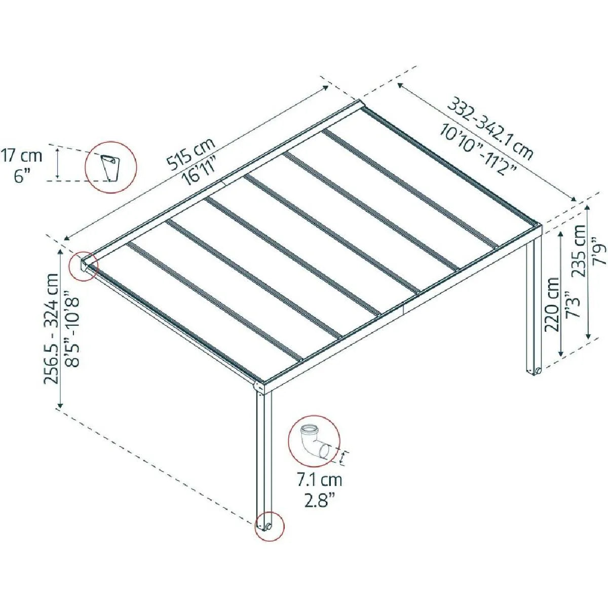 Canopia By Palram Pergola adosada - Anthracite