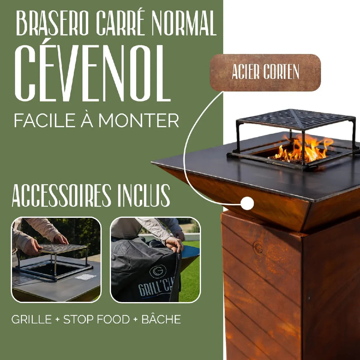 Grill Chic Brasero Redondo de Jardín Marrón