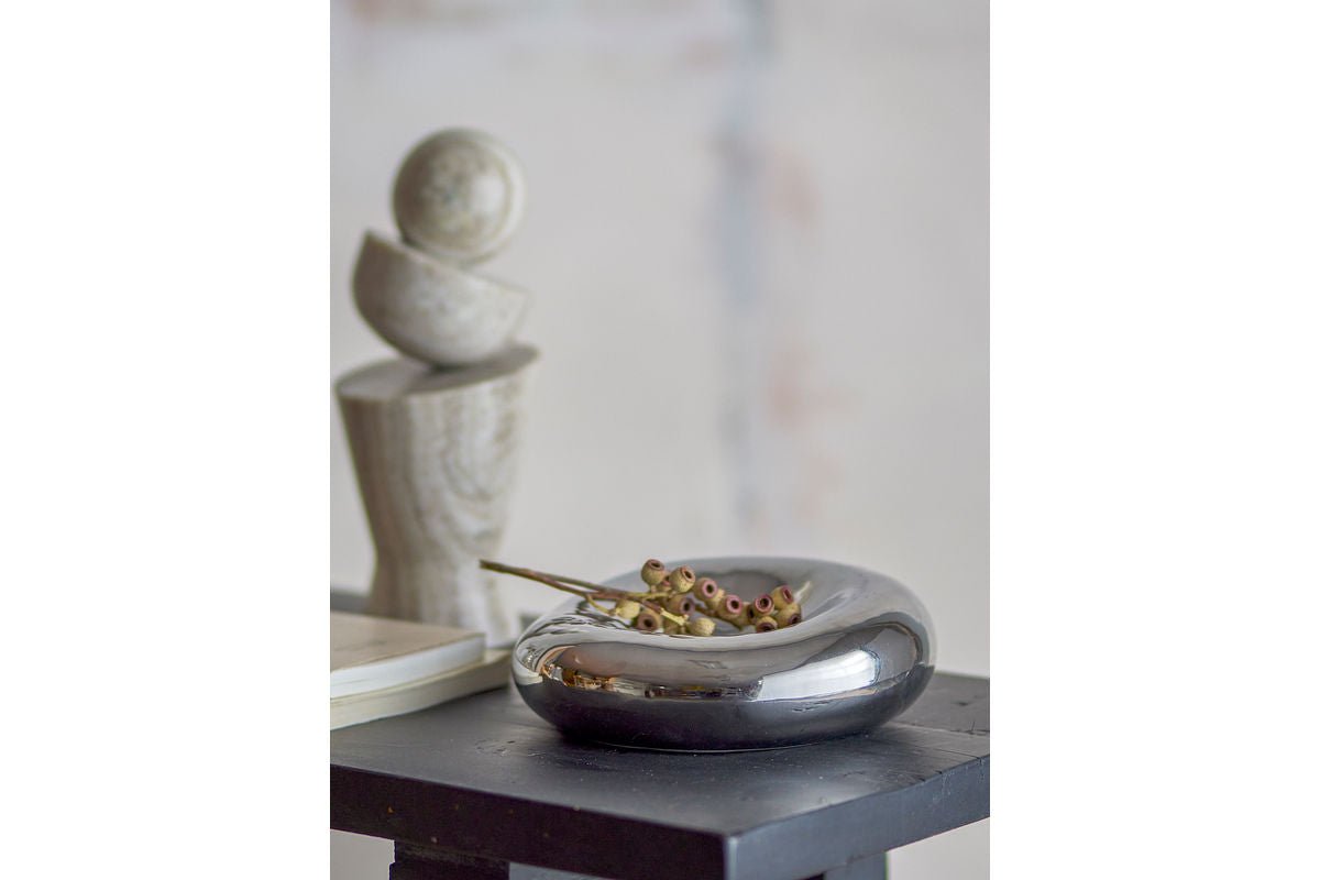 Luxusbetten24 Schale Célorin Silber Steingut Elegante Handgefertigte Schale