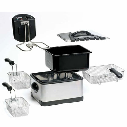 Bestron DF402B Freidora eléctrica 4.5L 2000W Triple Cesta Inox