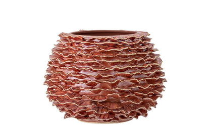 Luxusbetten24 Wavyred Vase Aus Steingut Rotbraun