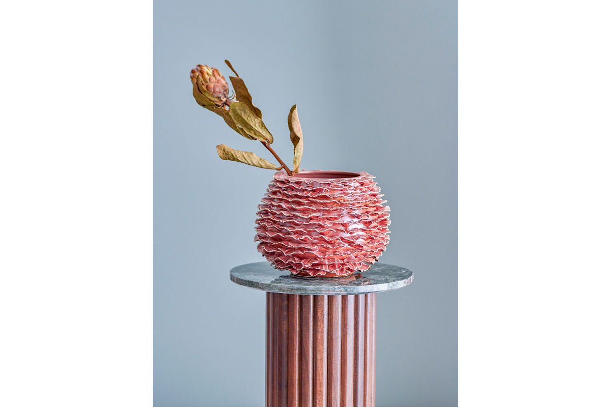 Luxusbetten24 Wavyred Vase Aus Steingut Rotbraun