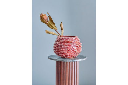 Luxusbetten24 Wavyred Vase Aus Steingut Rotbraun