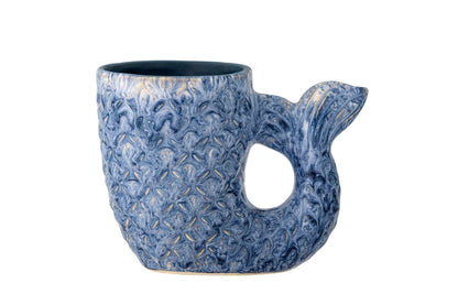 Elegante Vase Marmaid aus Steingut Handgefertigt Blau Wohnzimmer Dekoration