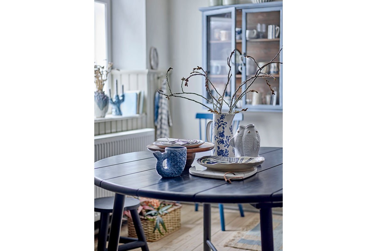 Elegante Vase Marmaid aus Steingut Handgefertigt Blau Wohnzimmer Dekoration