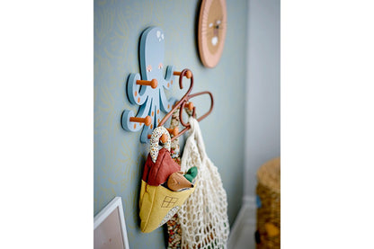 Kinder-Garderobe Onda – Tintenfisch aus MDF mit 6 Haken