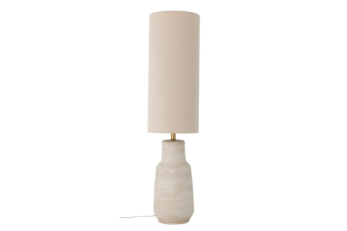 Luxusbetten24 Tengen Stehlampe – Eleganter Steingut mit Stoffschirm, Weiß