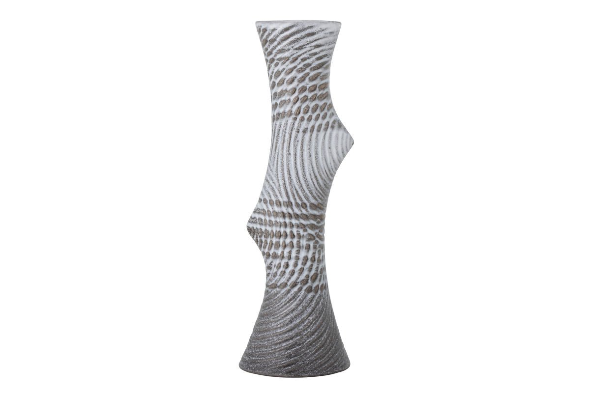 Luxusbetten24 Serava Graue Steingut Vase – Elegantes Dekor für Wohnzimmer