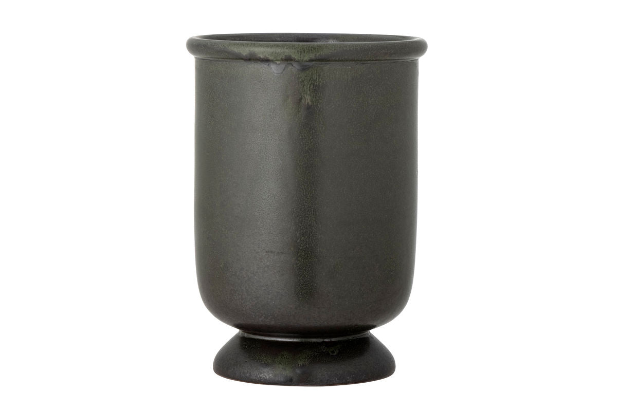 Luxusbetten24 Dorson Blumentopf – Schwarzes Steingut, 20 cm, Robustes Ton