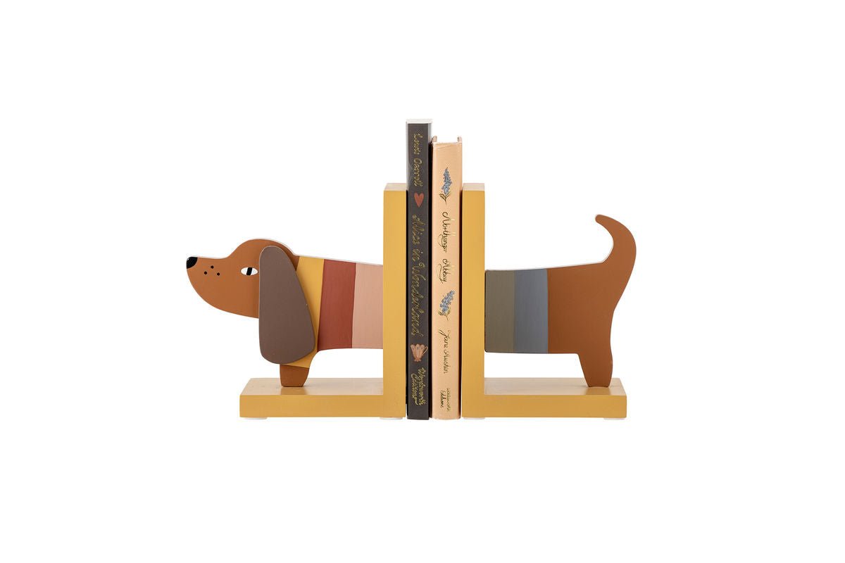 Buchstütze Lissi - aus Holz im Hundedesign für Kinder