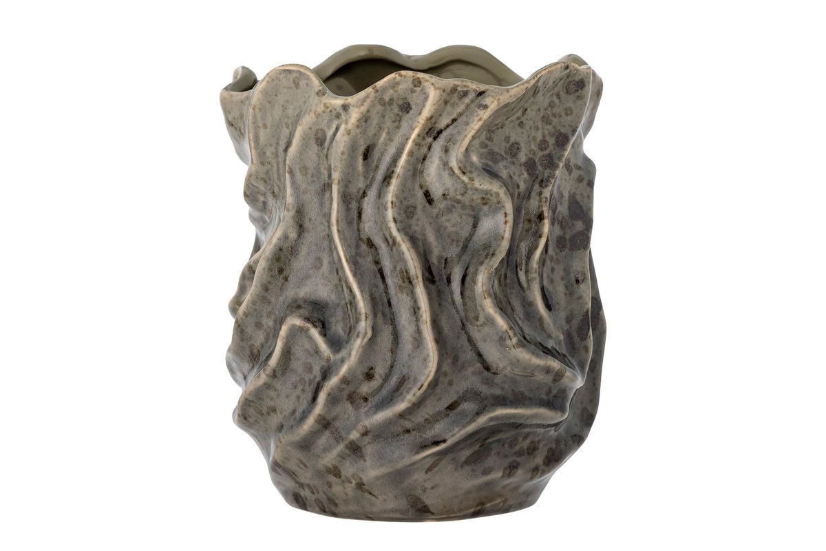 Elmara Graue Steingut Vase