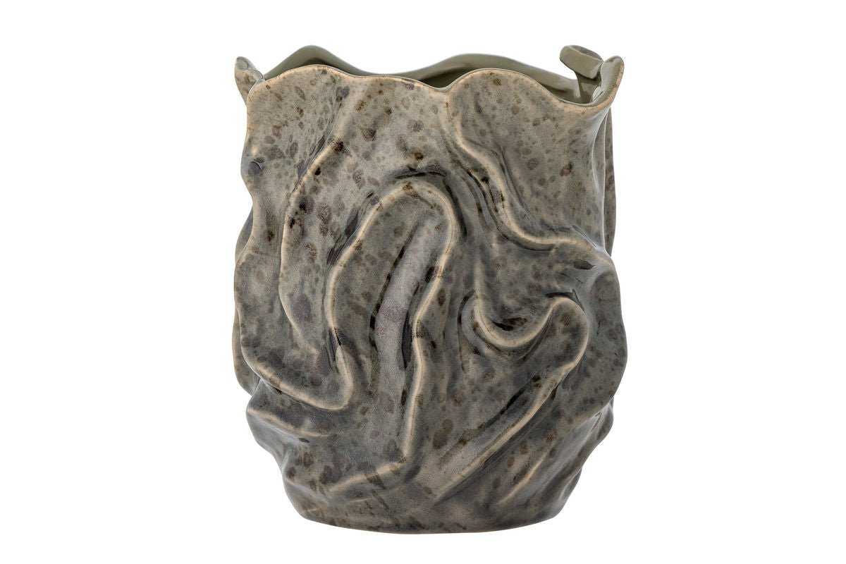 Elmara Graue Steingut Vase