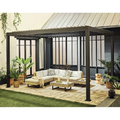 Bestmobilier CHERRY 2458GANT Pergola Bioclimática Aluminio Anthracite 4x3 m