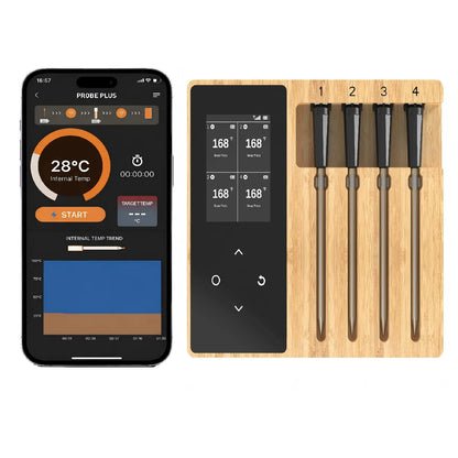 Thermomètre à Viande sans Fil Bluetooth 4 Sondes ByteLike Bambou MKR00021956960