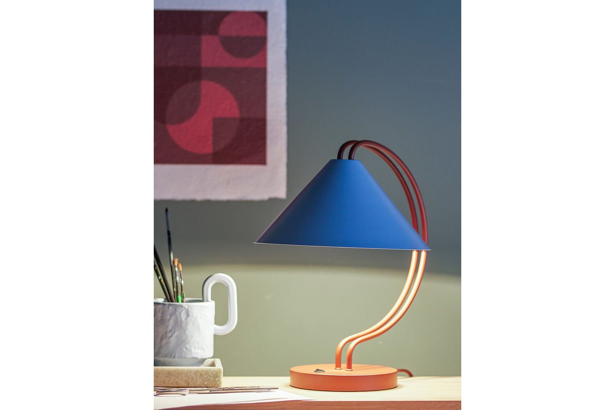 Luxusbetten24 Yanava Tischlampe Blau/Braun Wohnzimmer Stil Moderne Dekorativ