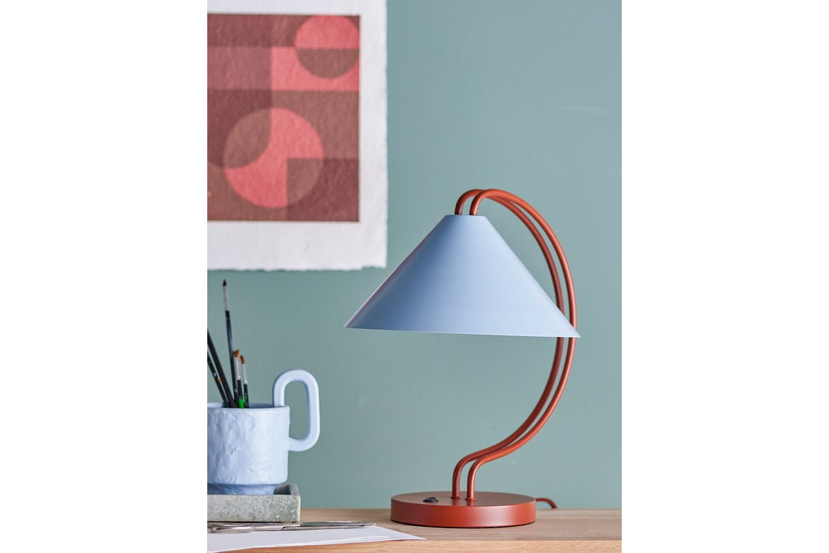 Luxusbetten24 Yanava Tischlampe Blau/Braun Wohnzimmer Stil Moderne Dekorativ