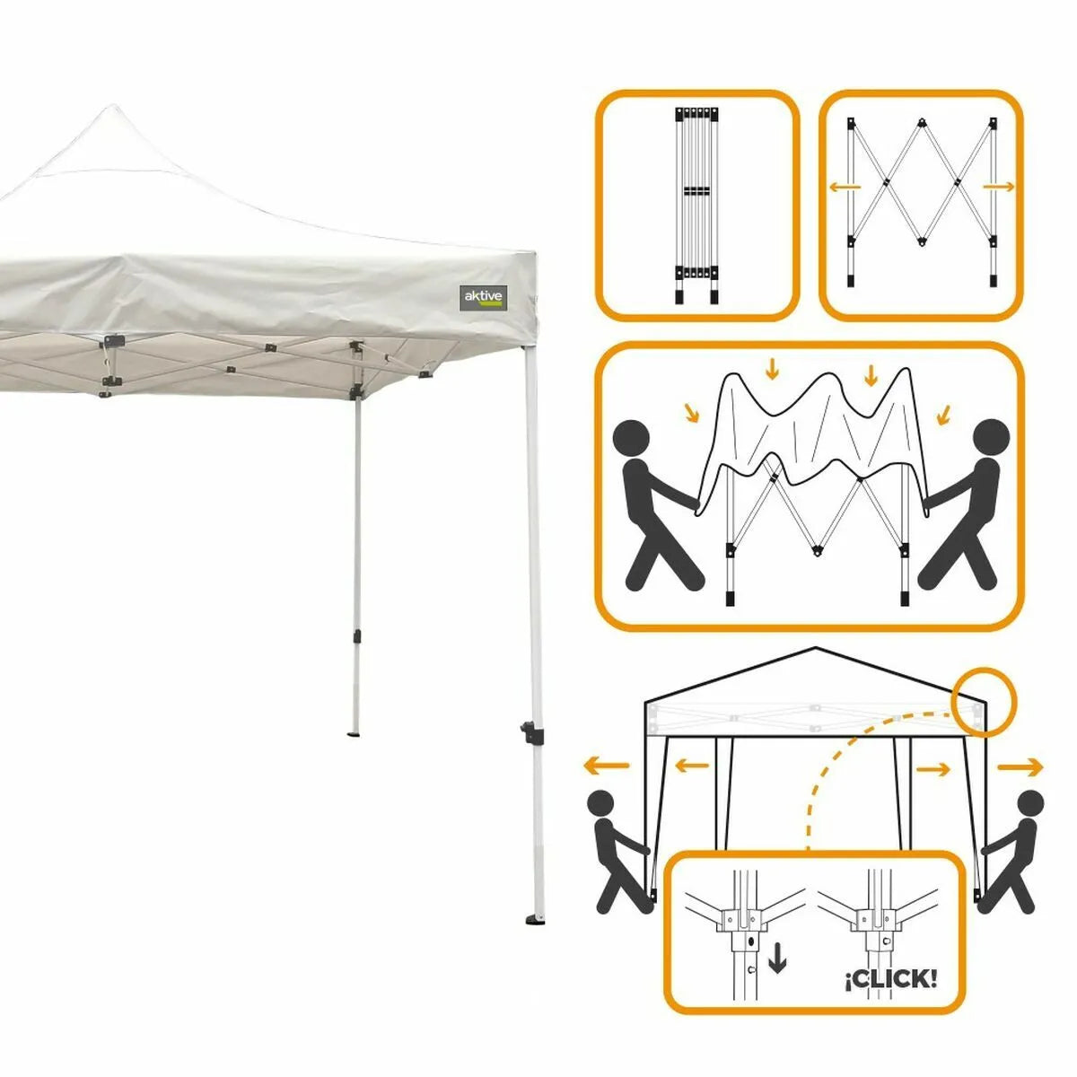 Aktive Pergola Tonnelle Blanco Acero 300x320x300 cm