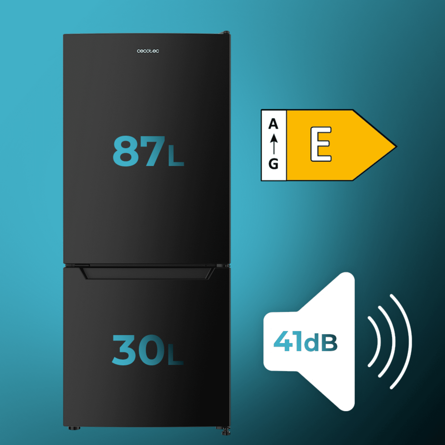 Cecotec CoolMarket Combi 117 DF Frigorífico Negro E