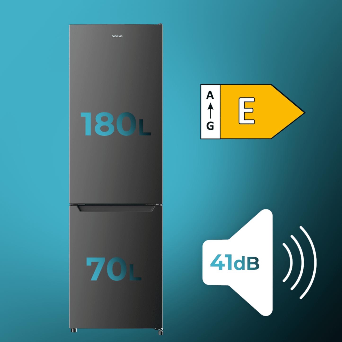 Cecotec Bolero CoolMarket Combi 250 Frigorífico No Frost Dark E
