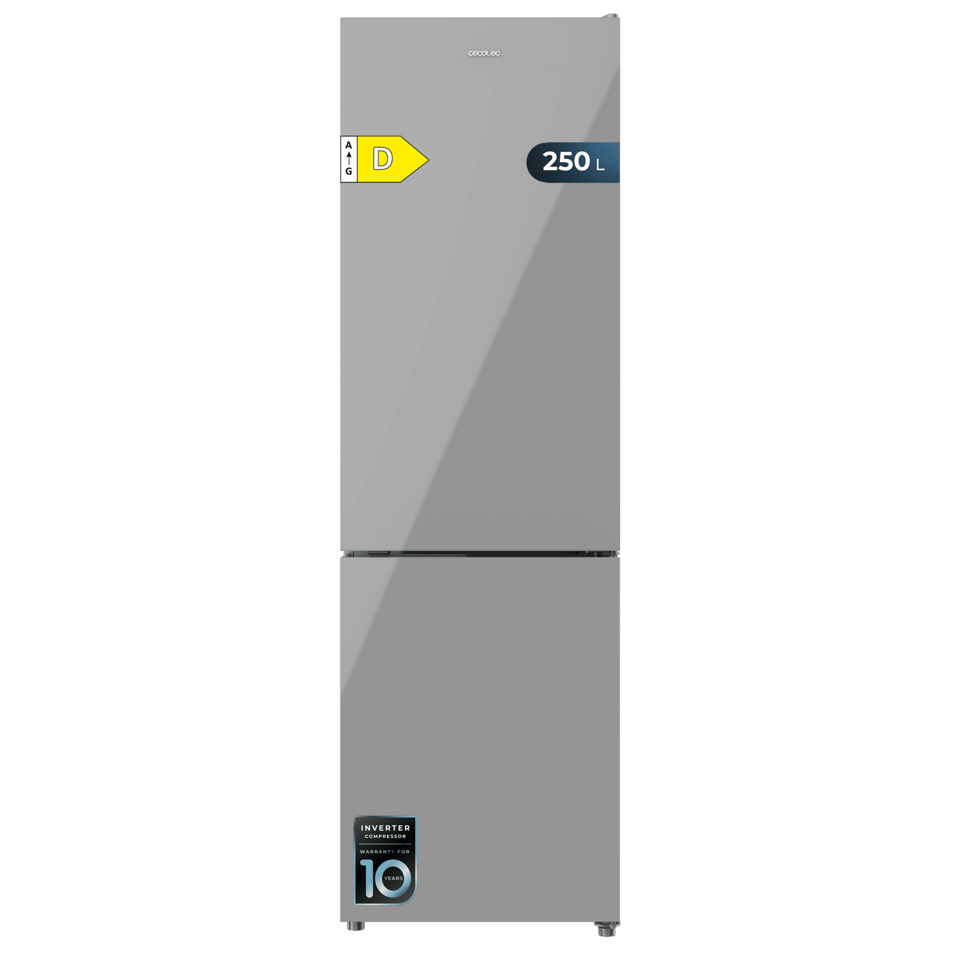 Cecotec Bolero CoolMarket Combi 250 Frigorífico Combi Inverter Grey Glass