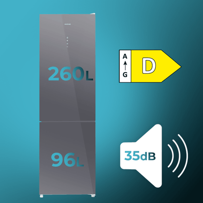 Cecotec CoolMarket Combi 356 Frigorífico Glass Grey D 356L