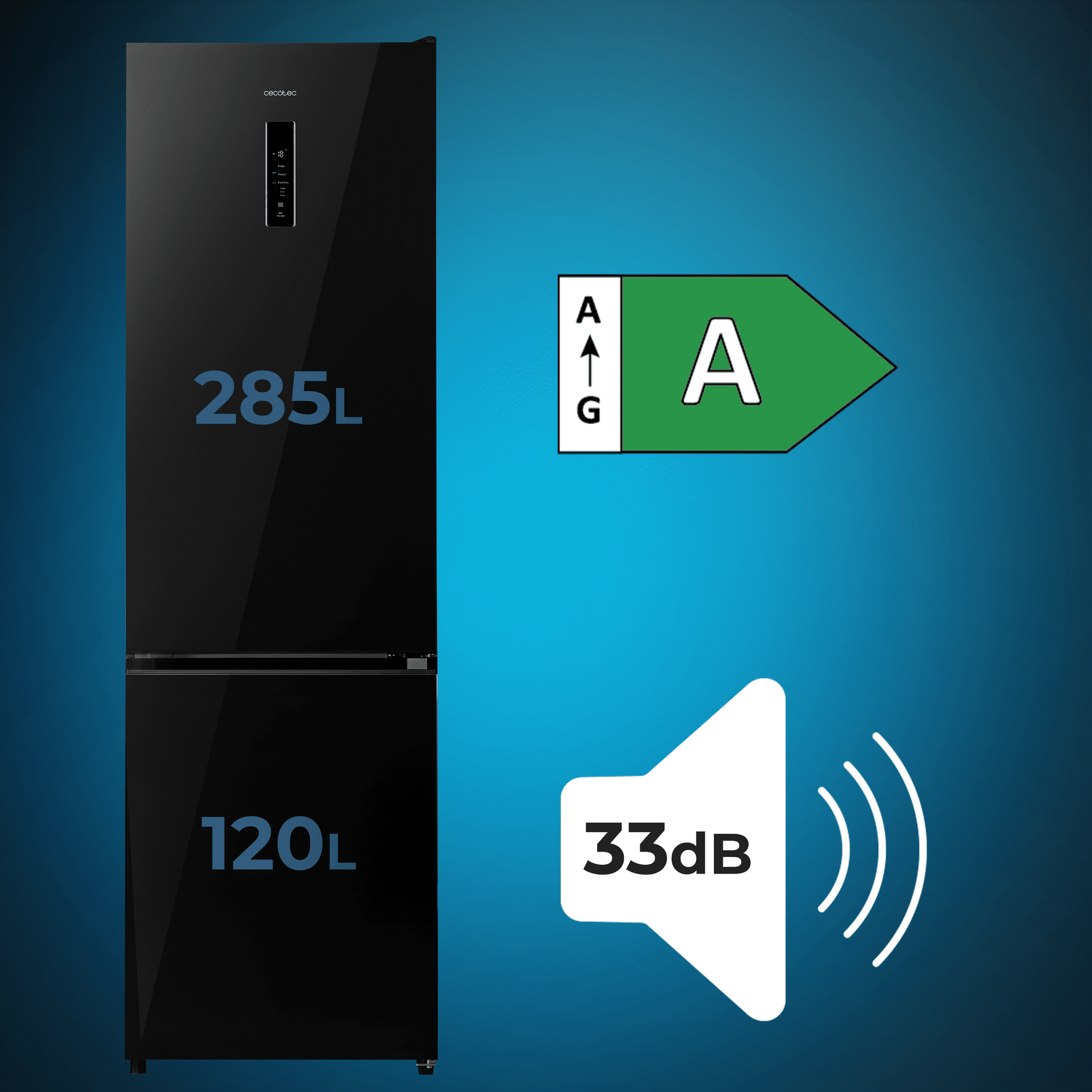 Cecotec Bolero CoolMarket 405 WL Elite Frigorífico Black Glass A