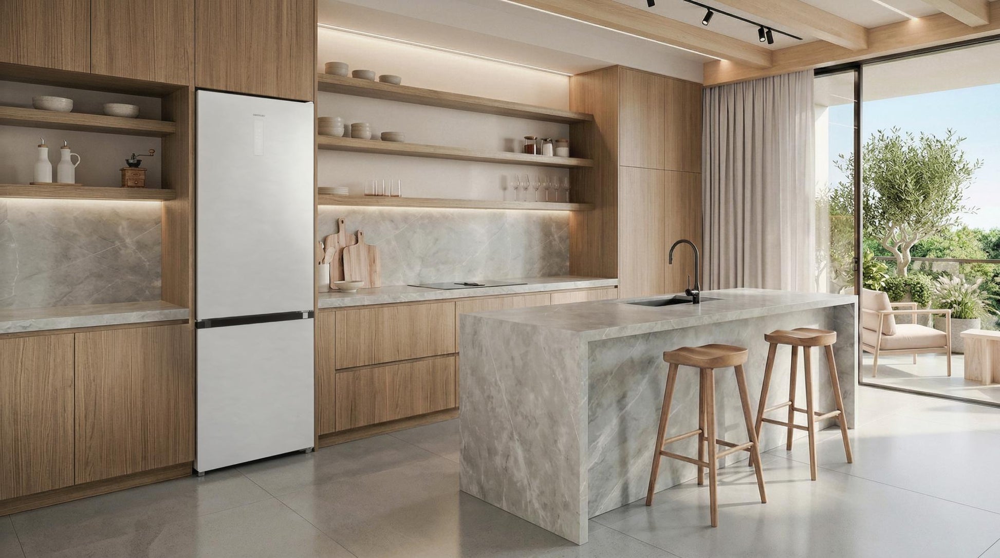 Cecotec Bolero CoolMarket 405 WL Elite Frigorífico Lunar Stone Blanco