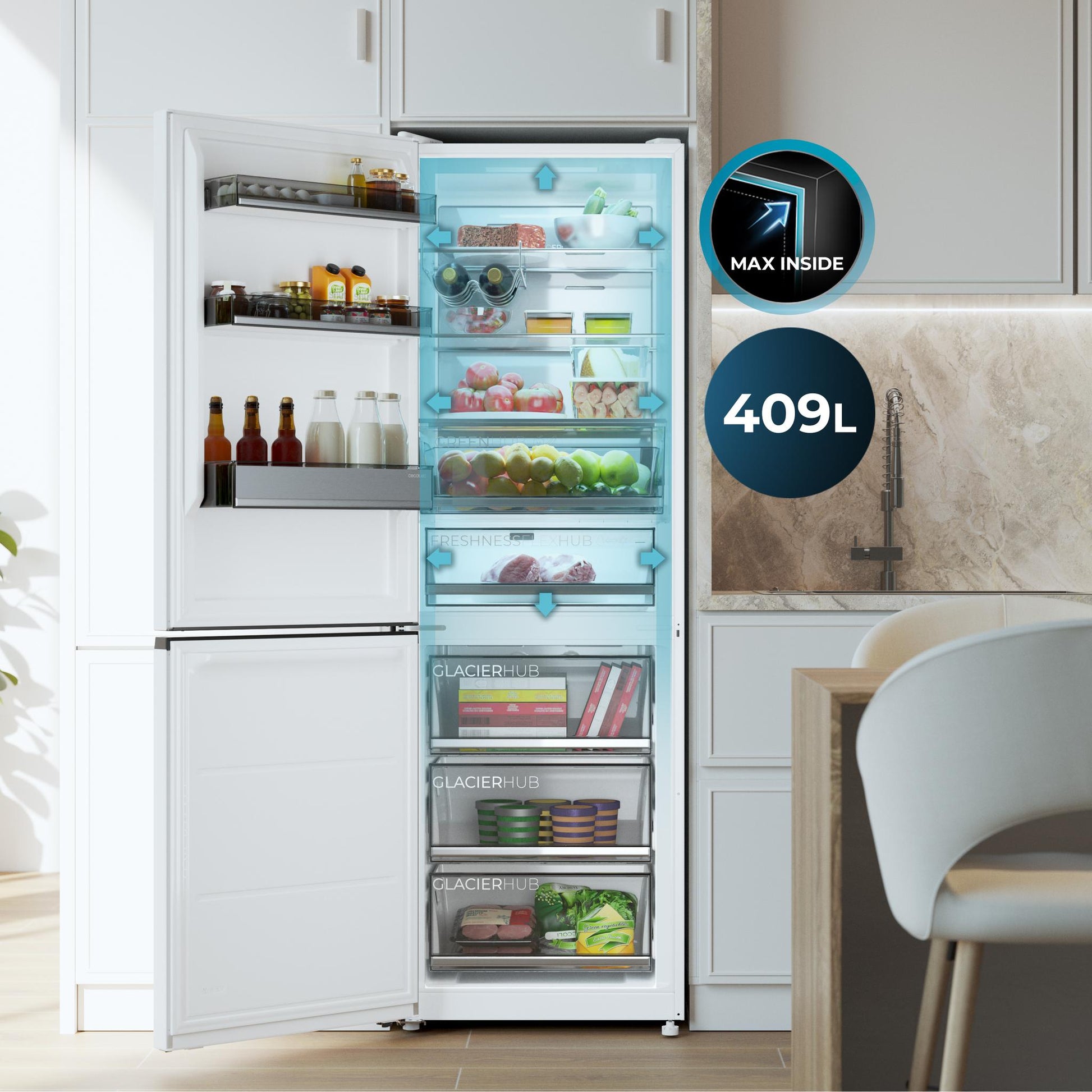 Cecotec Bolero CoolMarket 409L Frigorífico Combi Blanco C