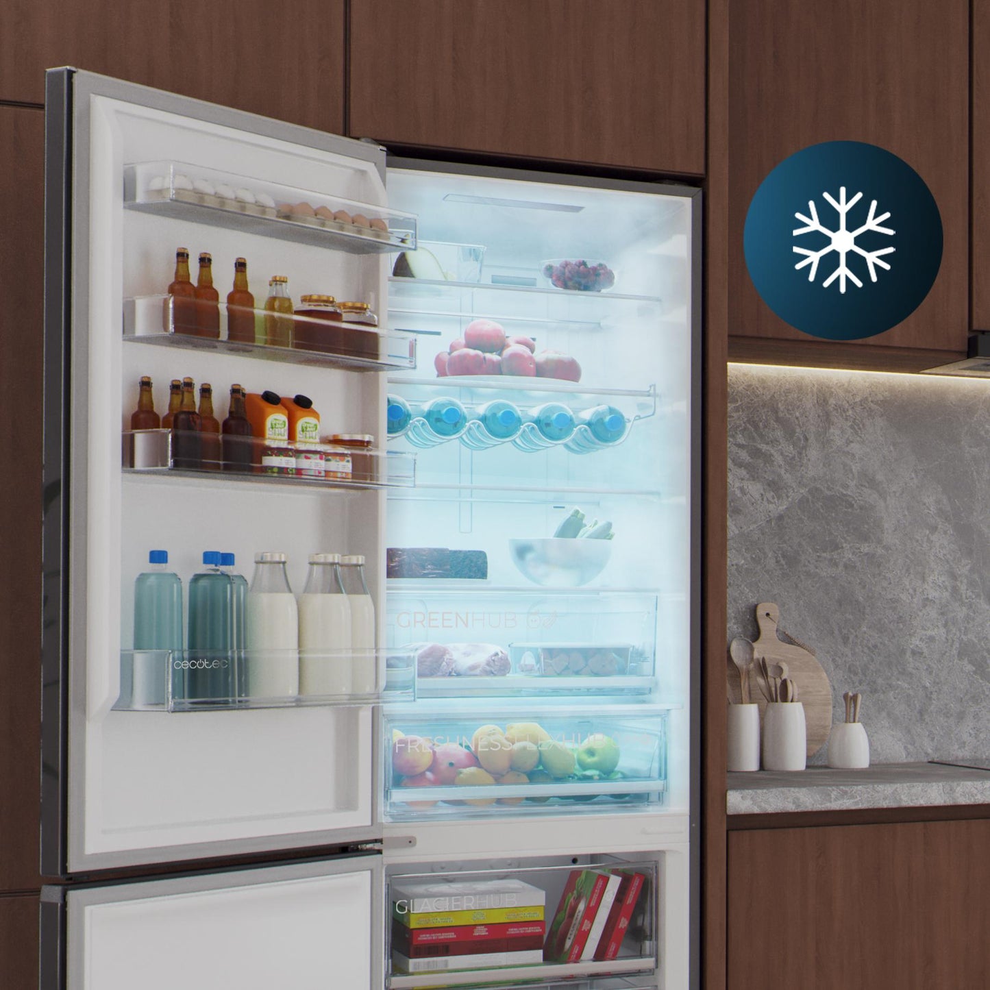 Cecotec Bolero CoolMarket 456 L Frigorífico Black Glass Max Inside