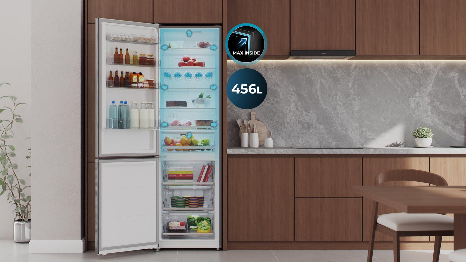 Cecotec Bolero CoolMarket Combi 456 Dark E Frigorífico Combi 456L
