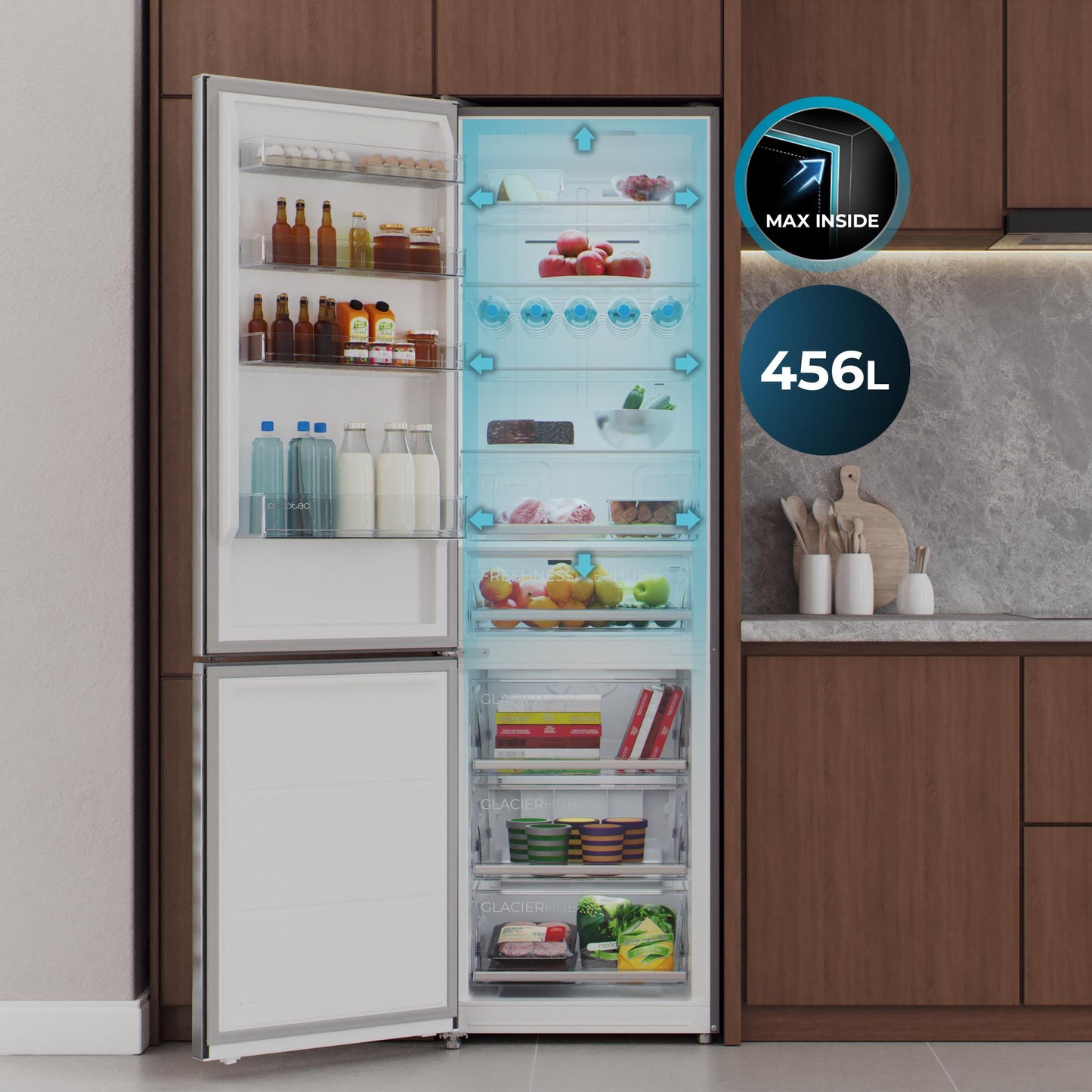 Cecotec Bolero CoolMarket Combi 456 Dark E Frigorífico Combi 456L