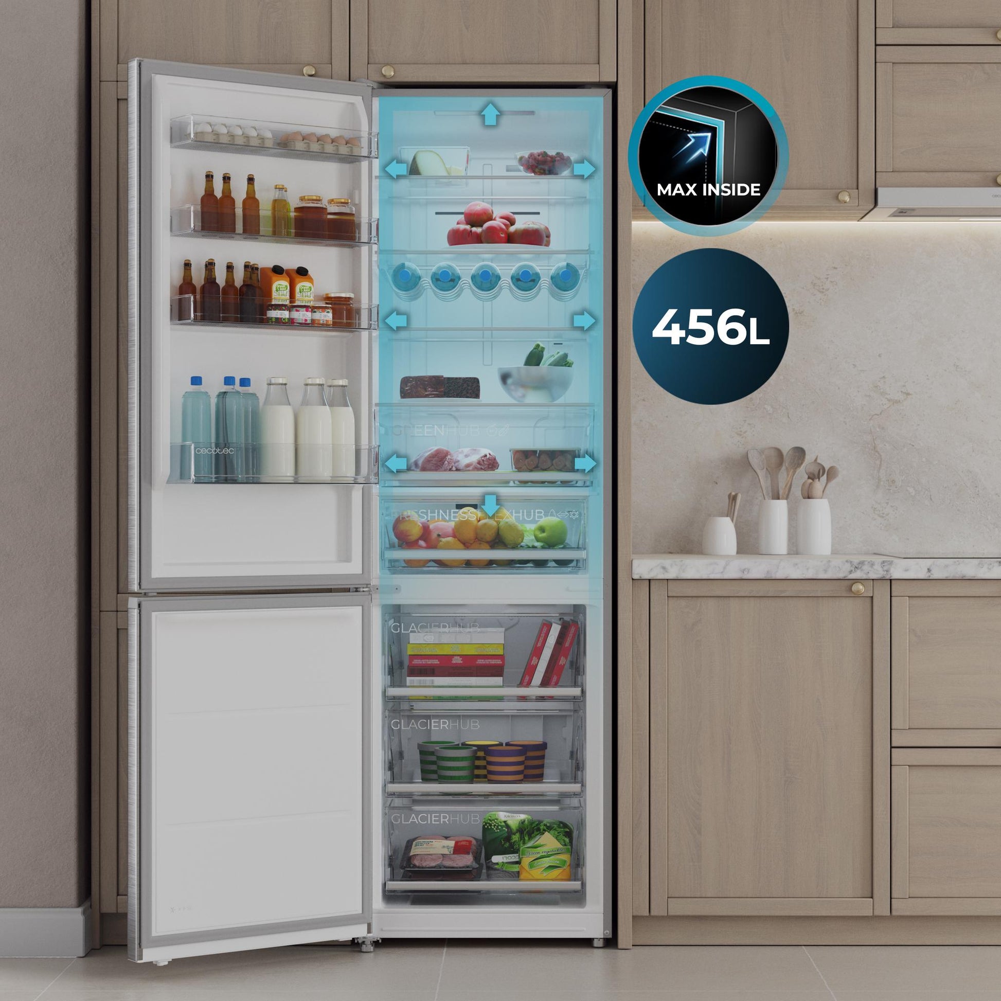 Cecotec Bolero CoolMarket 456 Inox C Frigorífico Combi 456 L
