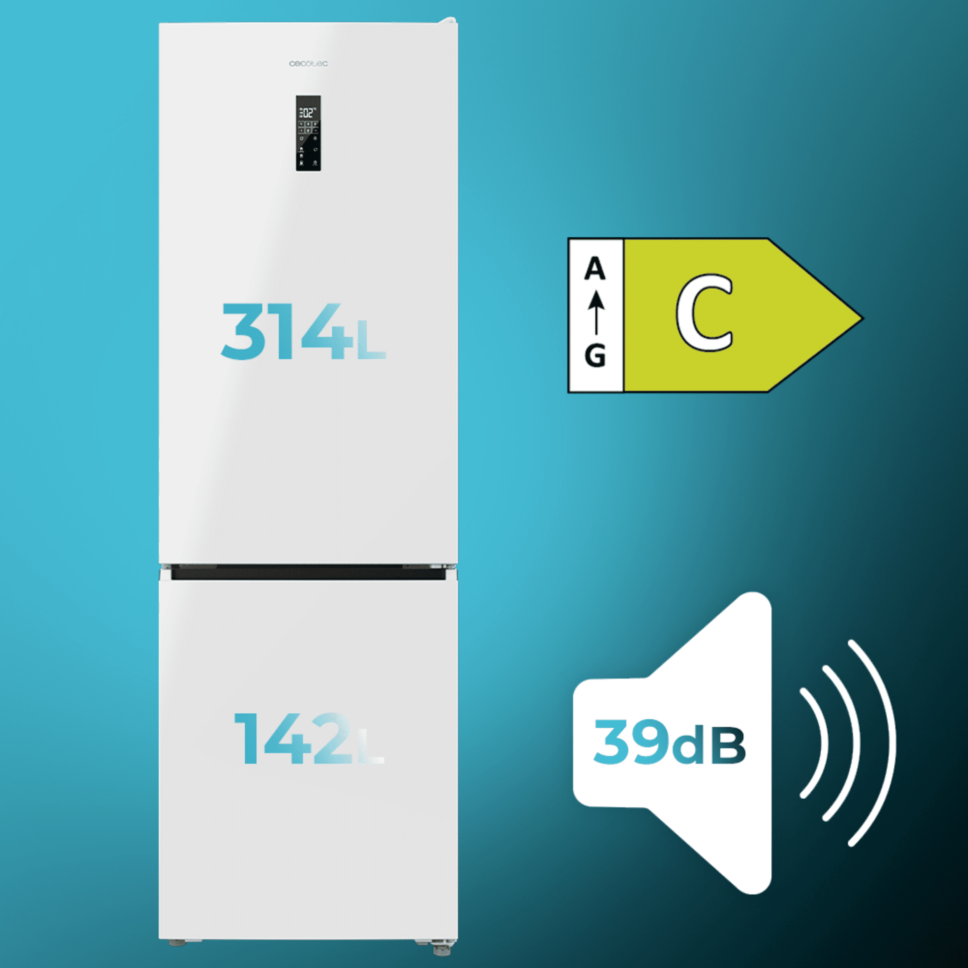 Cecotec Bolero CoolMarket Combi 456 Frigorífico Combi Clase C Blanco