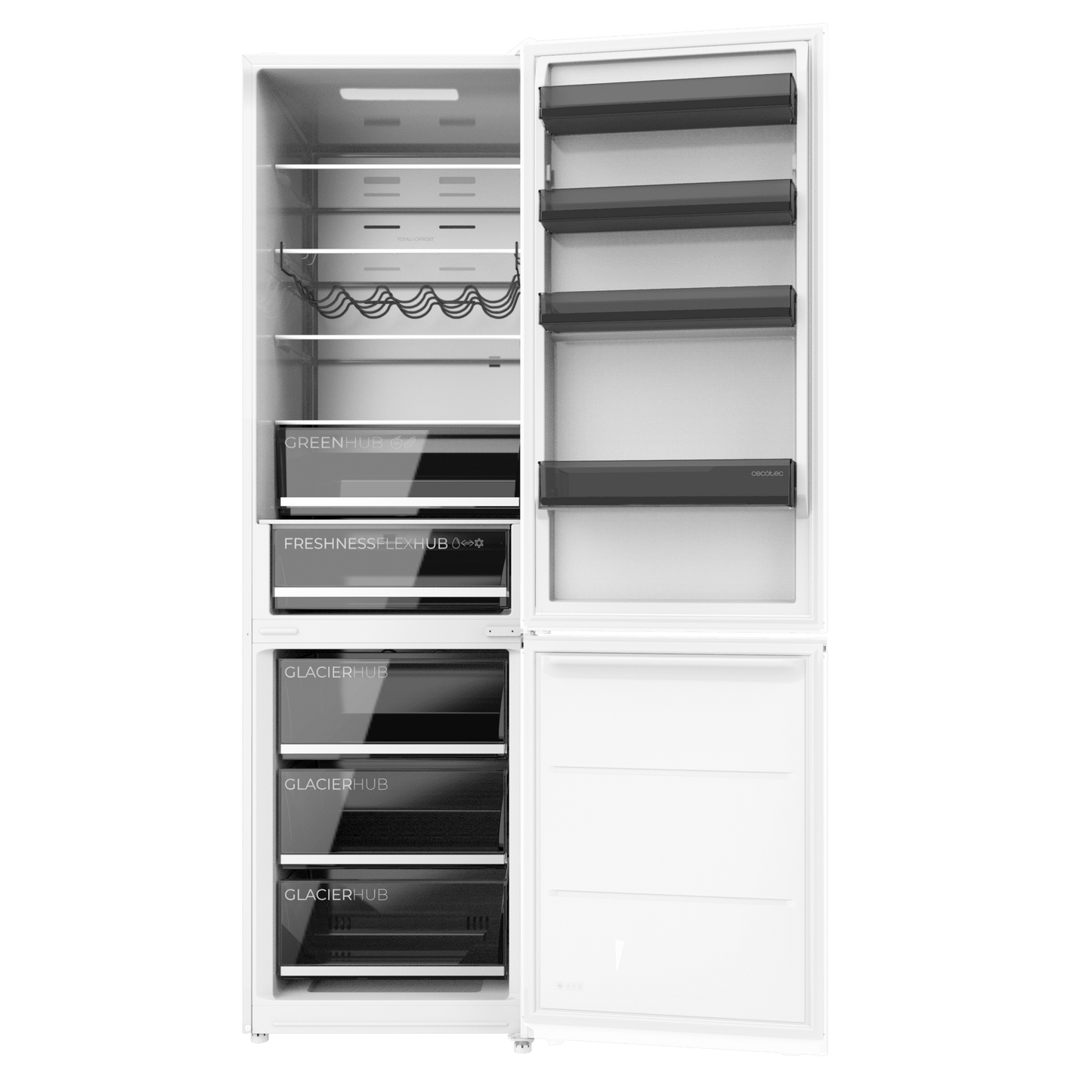 Cecotec Bolero CoolMarket Combi 456 White Glass Refrigerator