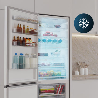 Cecotec Bolero CoolMarket Combi 456 White Glass Refrigerator