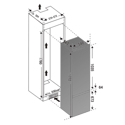 Cecotec Bolero CoolMarket Combi 232 L Frigorífico Metal Cooling Gris