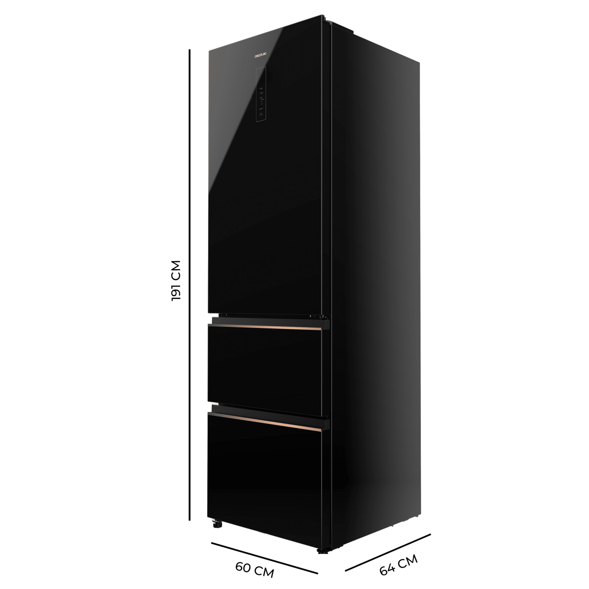 Cecotec Bolero CoolMarket Combi FD 400 Frigorífico Black Glass 400L